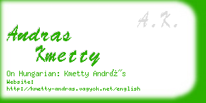 andras kmetty business card